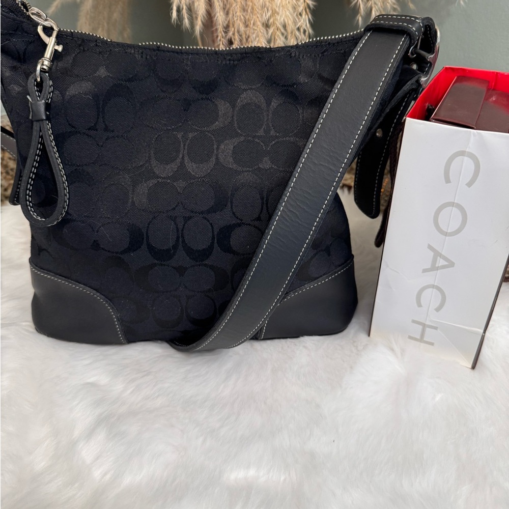 Coach Signature Shoulder Bag Canvas and Leather